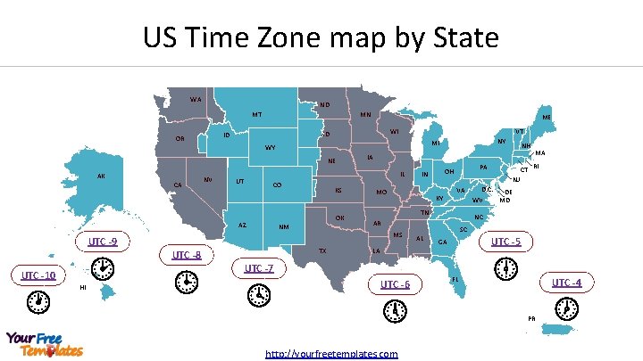 US Time Zone map by State WA ND MN MT VT WI SD ID US Time Zone map by State WA ND MN MT VT WI SD ID
