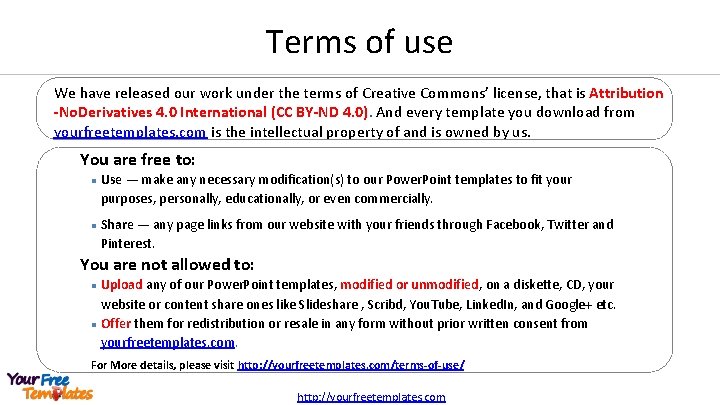 Terms of use We have released our work under the terms of Creative Commons’ Terms of use We have released our work under the terms of Creative Commons’