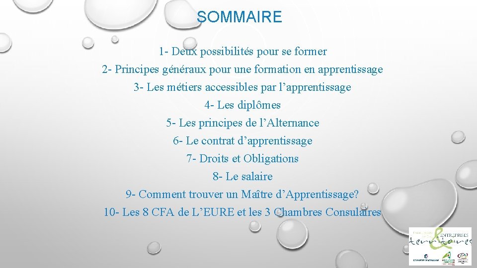 SOMMAIRE 1 - Deux possibilités pour se former 2 - Principes généraux pour une