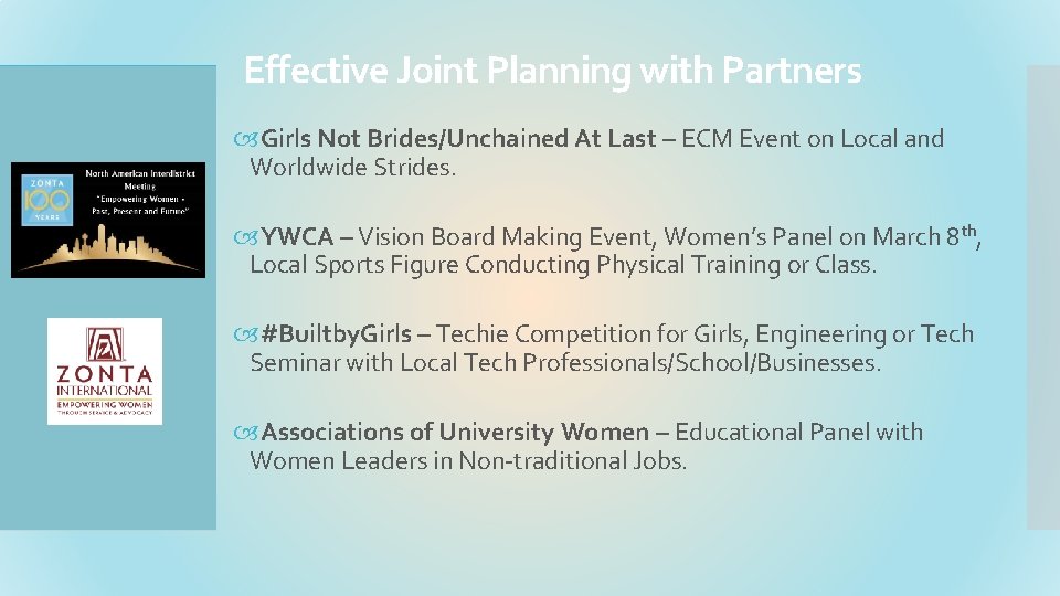 Effective Joint Planning with Partners Girls Not Brides/Unchained At Last – ECM Event on