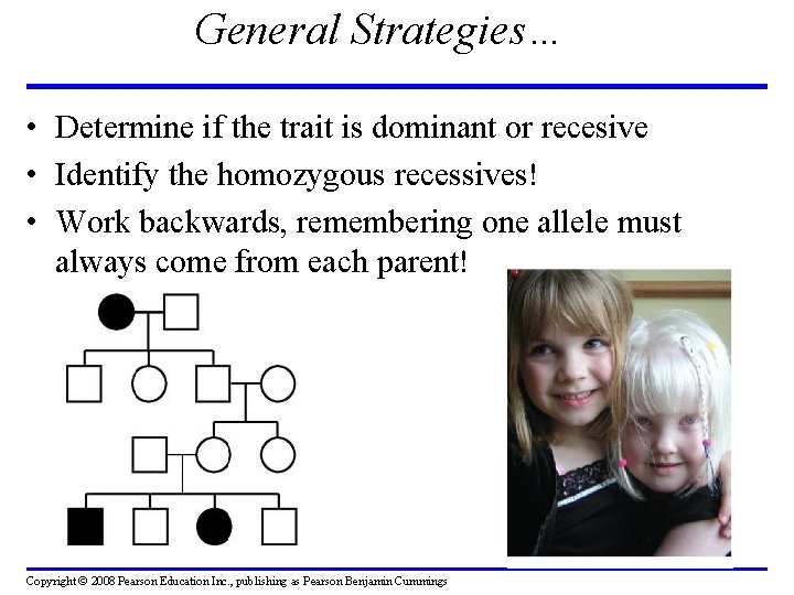 General Strategies… • Determine if the trait is dominant or recesive • Identify the