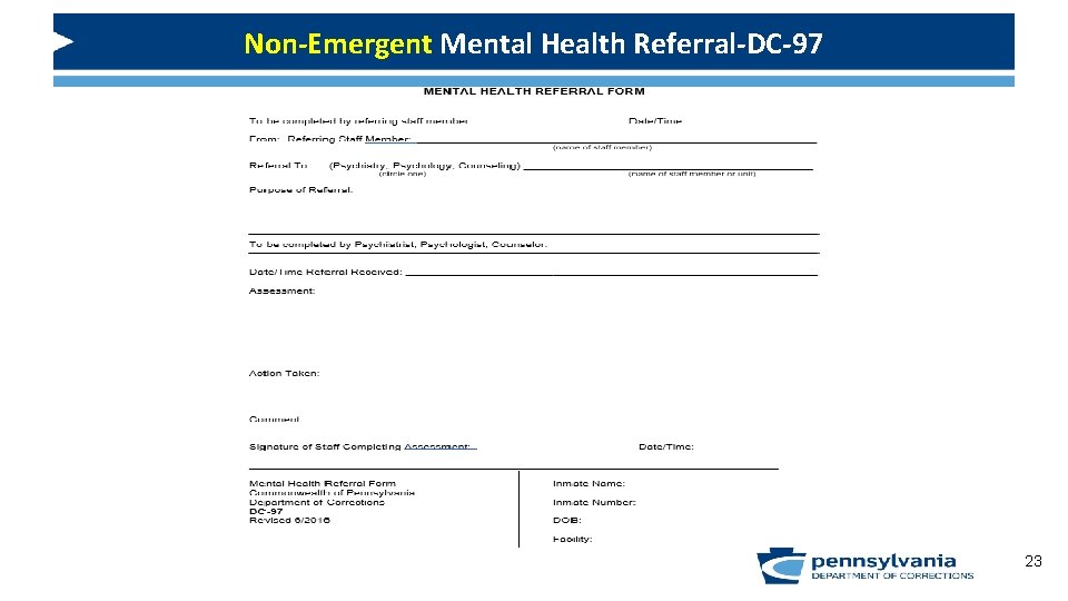 Non-Emergent Mental Health Referral-DC-97 23 