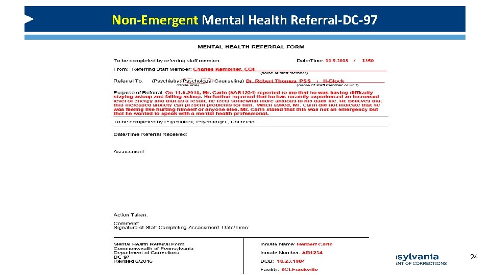 Non-Emergent Mental Health Referral-DC-97 24 