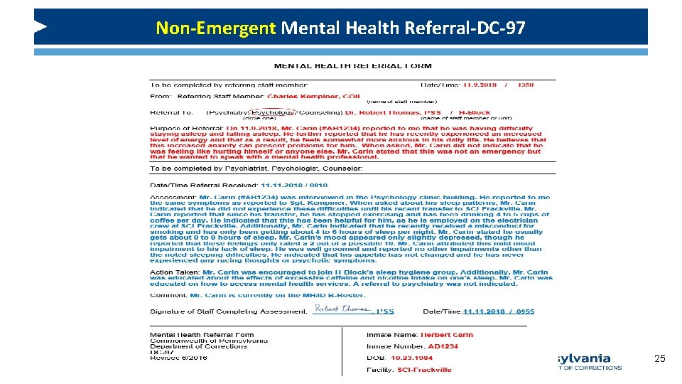 Non-Emergent Mental Health Referral-DC-97 25 