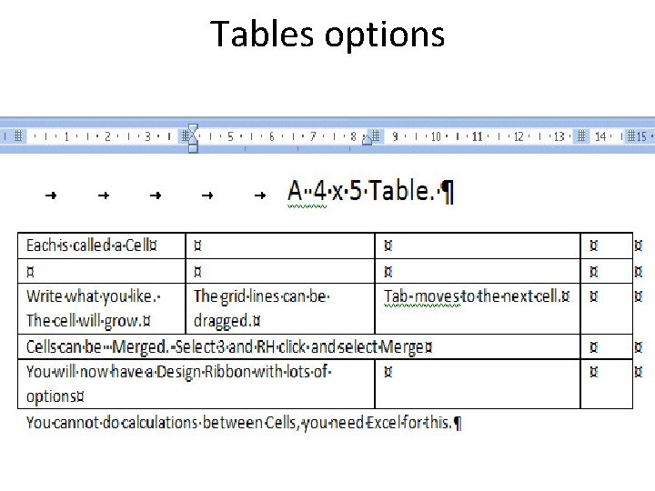 Programme Options Table U 3 A Computing Class Leader Brian Moore