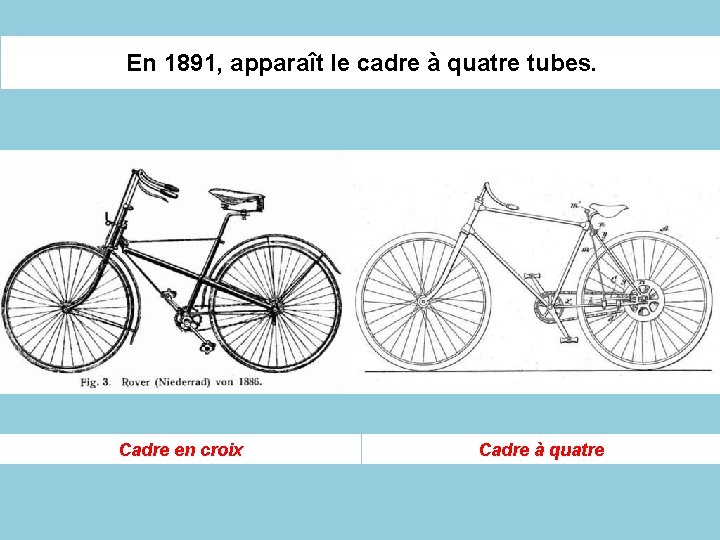 En 1891, apparaît le cadre à quatre tubes. Cadre en croix Cadre à quatre