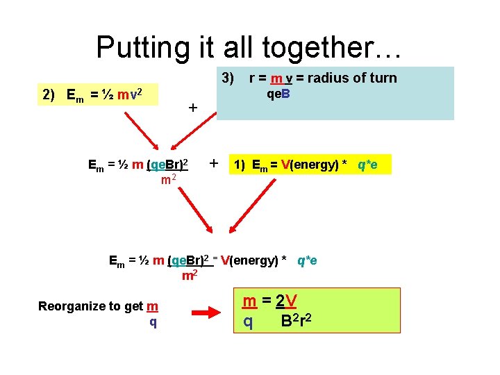 Putting it all together… 3) 2) Em = ½ mv 2 Em = ½