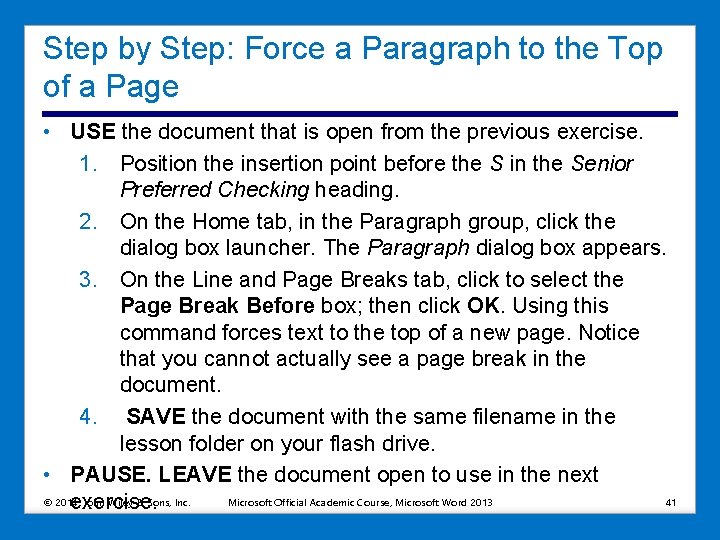 Step by Step: Force a Paragraph to the Top of a Page • USE