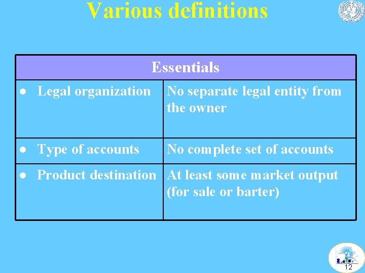 Various definitions Essentials l Legal organization No separate legal entity from the owner l