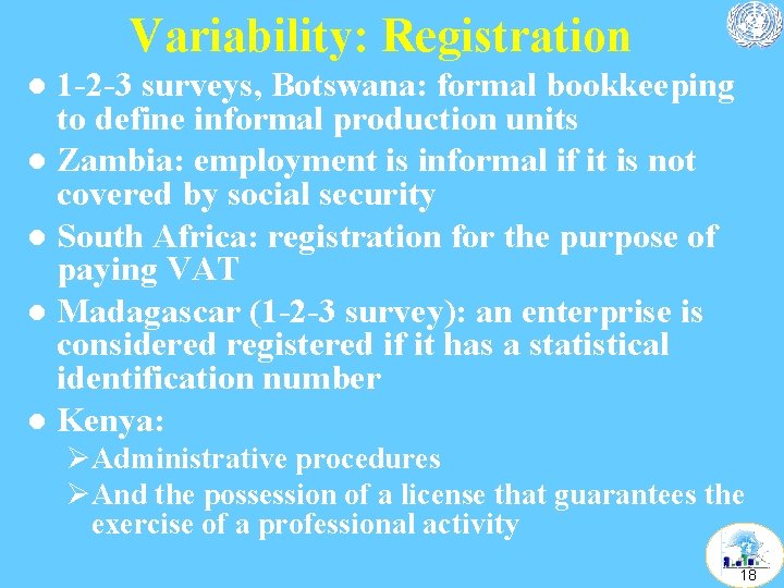 Variability: Registration 1 -2 -3 surveys, Botswana: formal bookkeeping to define informal production units