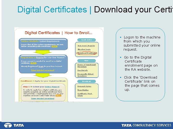 Digital Certificates | Download your Certif § Logon to the machine from which you