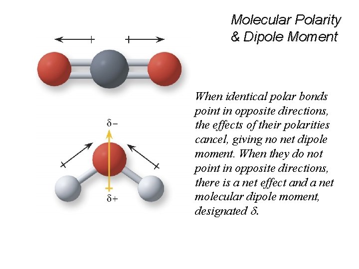 Molecular Polarity & Dipole Moment When identical polar bonds point in opposite directions, the
