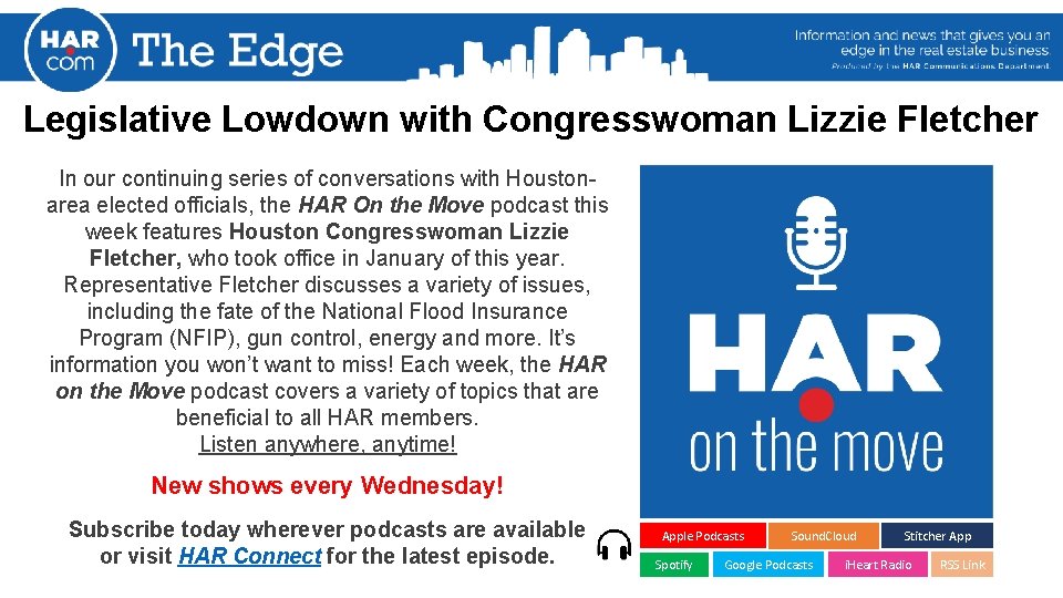 Legislative Lowdown with Congresswoman Lizzie Fletcher In our continuing series of conversations with Houstonarea