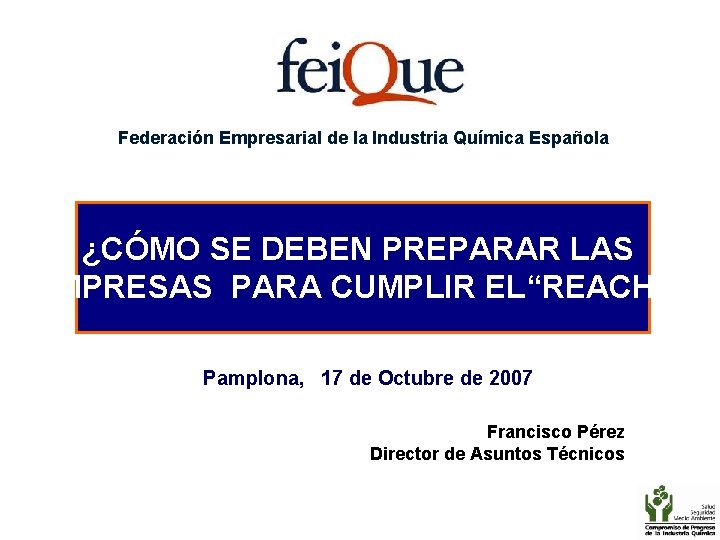 Federación Empresarial de la Industria Química Española ¿CÓMO SE DEBEN PREPARAR LAS EMPRESAS PARA