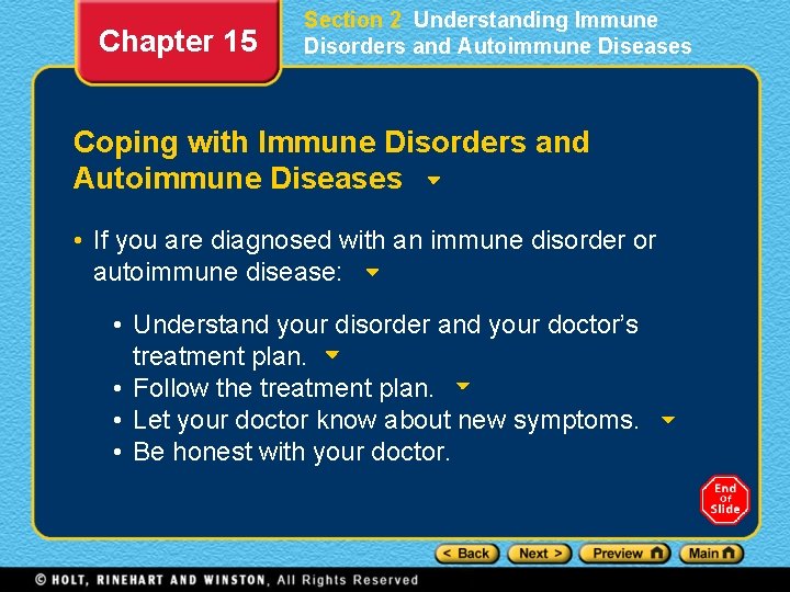 Chapter 15 Section 2 Understanding Immune Disorders and Autoimmune Diseases Coping with Immune Disorders