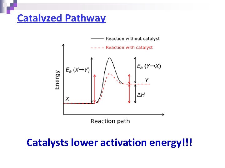 Catalyzed Pathway Catalysts lower activation energy!!! 