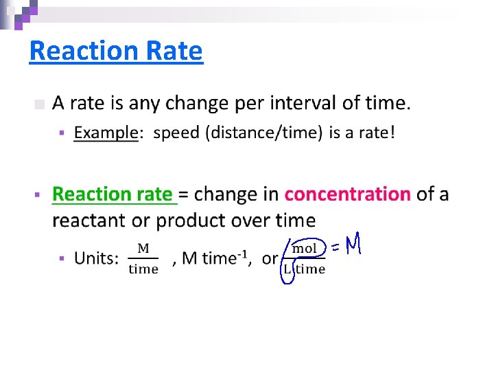Reaction Rate n 