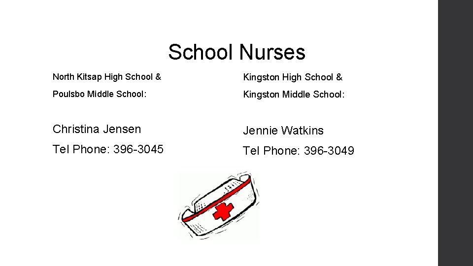 School Nurses North Kitsap High School & Kingston High School & Poulsbo Middle School: