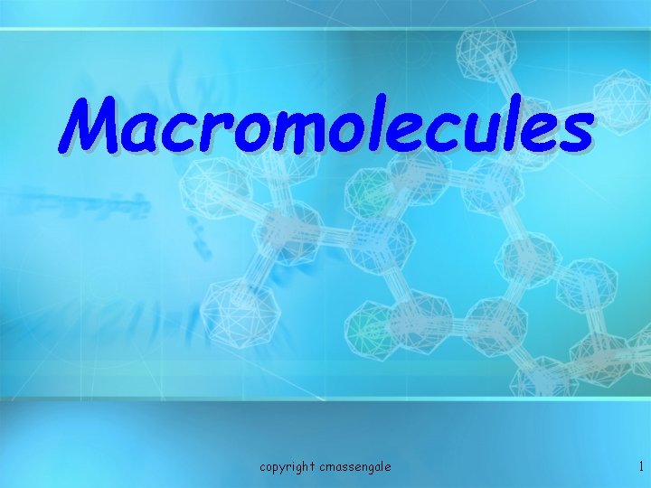 Macromolecules copyright cmassengale 1 