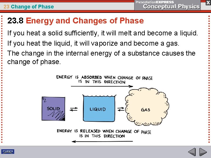 23 Change of Phase 23. 8 Energy and Changes of Phase If you heat