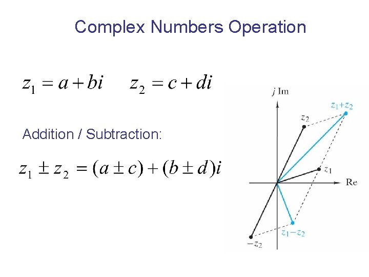 Complex Numbers Operation Addition / Subtraction: 