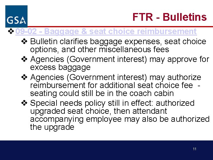 FTR - Bulletins v 09 -02 - Baggage & seat choice reimbursement v Bulletin