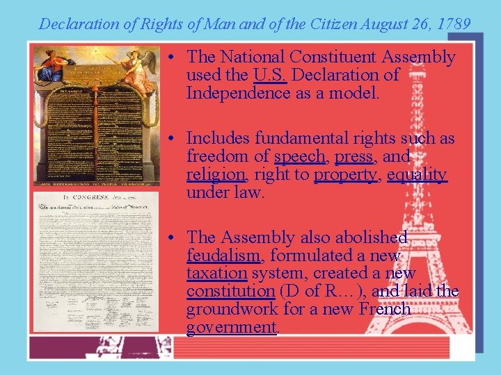 Declaration of Rights of Man and of the Citizen August 26, 1789 • The