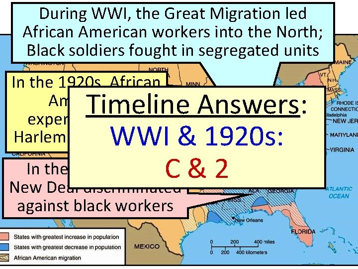 During WWI, War the Great Migration World I & the 1920 sled African American