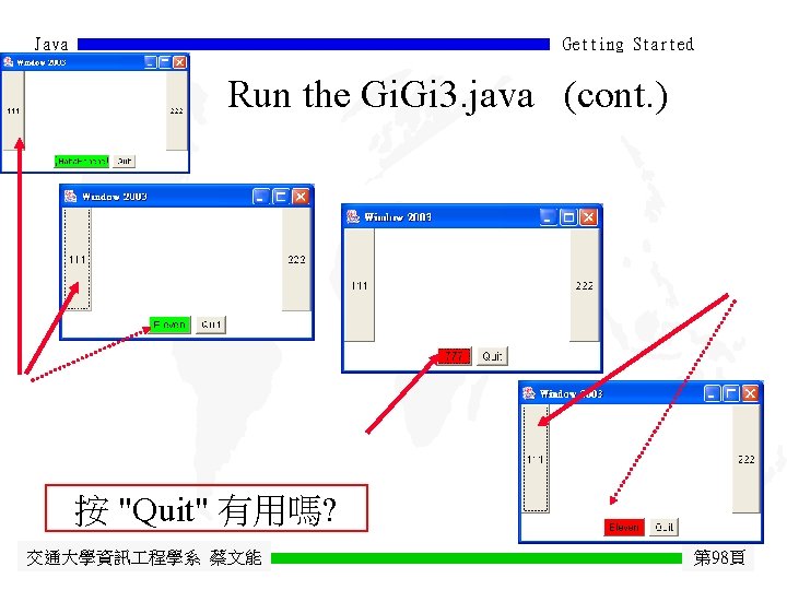 Java Getting Started Run the Gi. Gi 3. java (cont. ) 按 "Quit" 有用嗎?