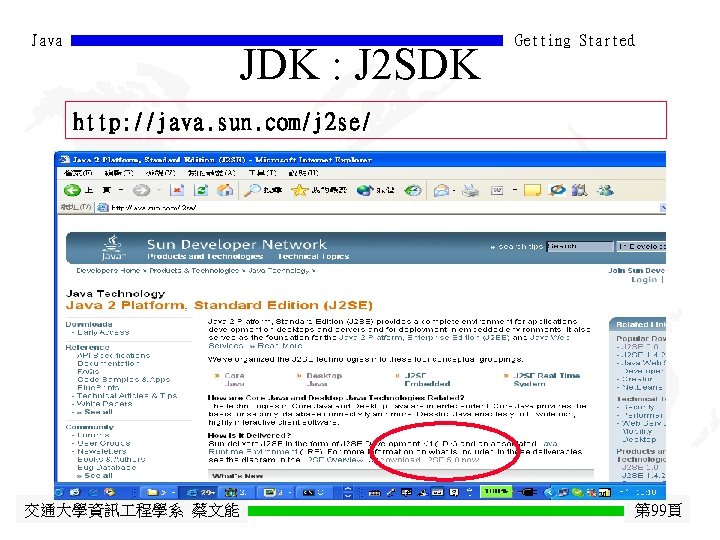 Java JDK : J 2 SDK Getting Started http: //java. sun. com/j 2 se/