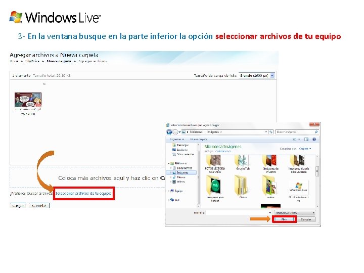 3 - En la ventana busque en la parte inferior la opción seleccionar archivos