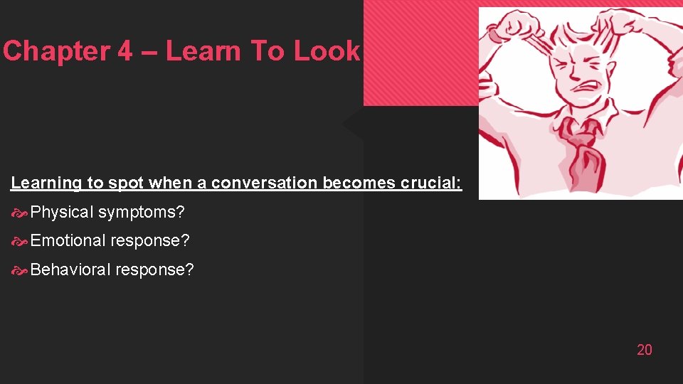 Chapter 4 – Learn To Look Learning to spot when a conversation becomes crucial: