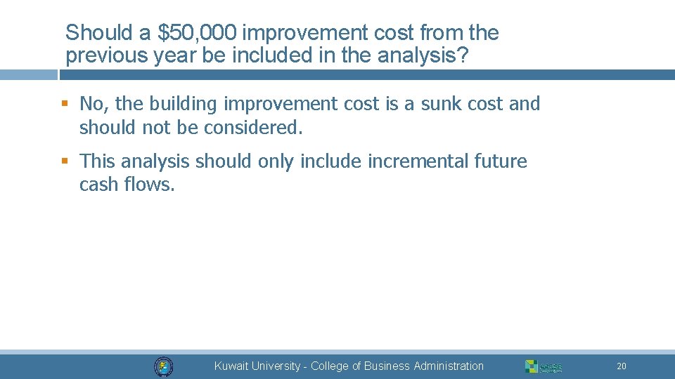 Should a $50, 000 improvement cost from the previous year be included in the