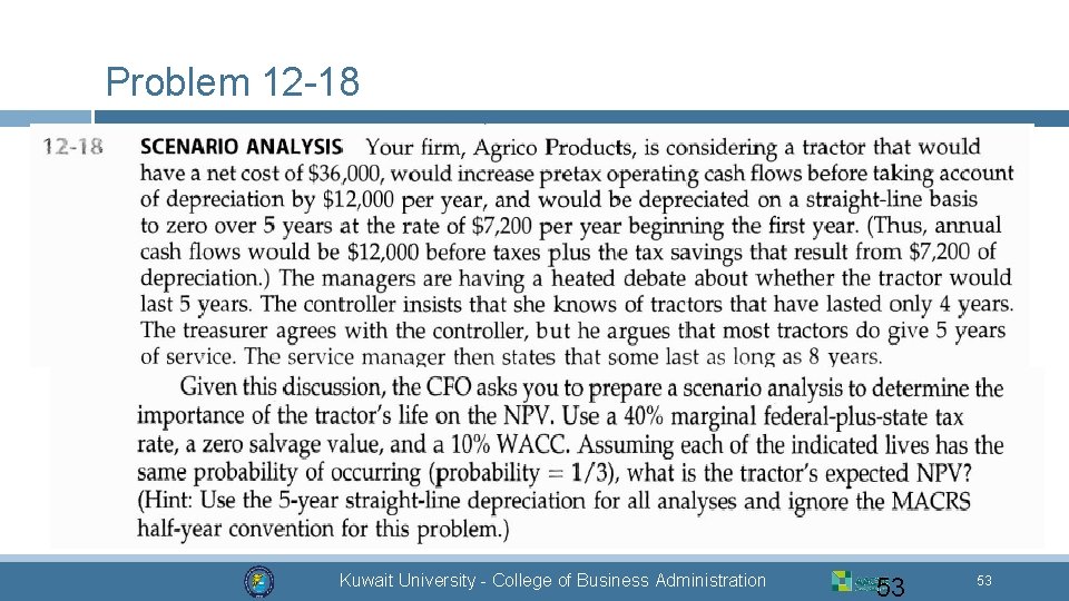 Problem 12 -18 Kuwait University - College of Business Administration 53 53 