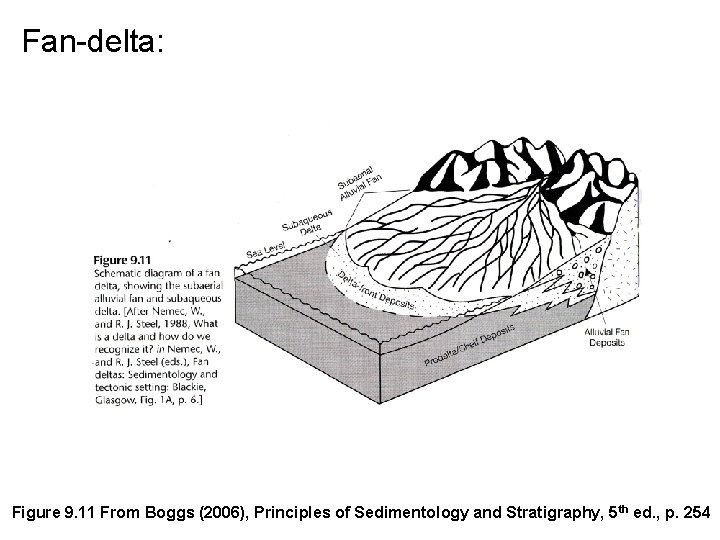 Fan-delta: Figure 9. 11 From Boggs (2006), Principles of Sedimentology and Stratigraphy, 5 th