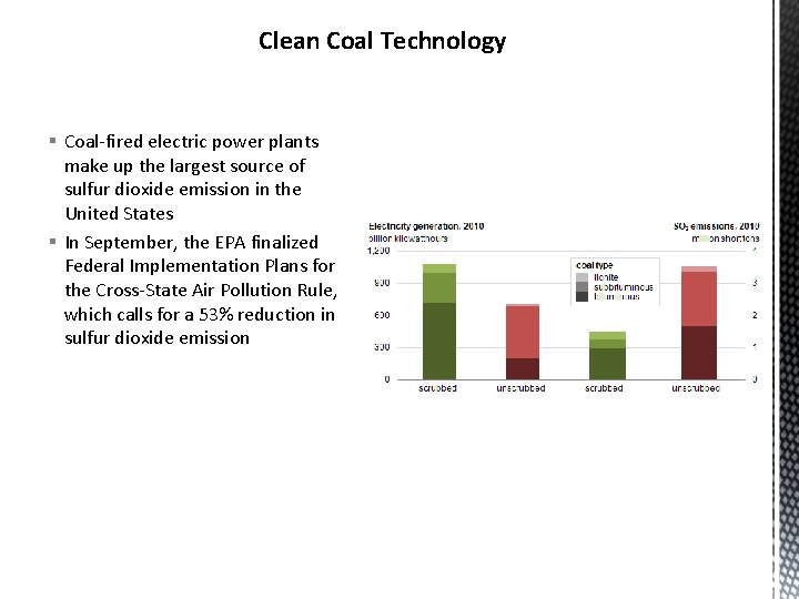 Clean Coal Technology § Coal-fired electric power plants make up the largest source of Clean Coal Technology § Coal-fired electric power plants make up the largest source of