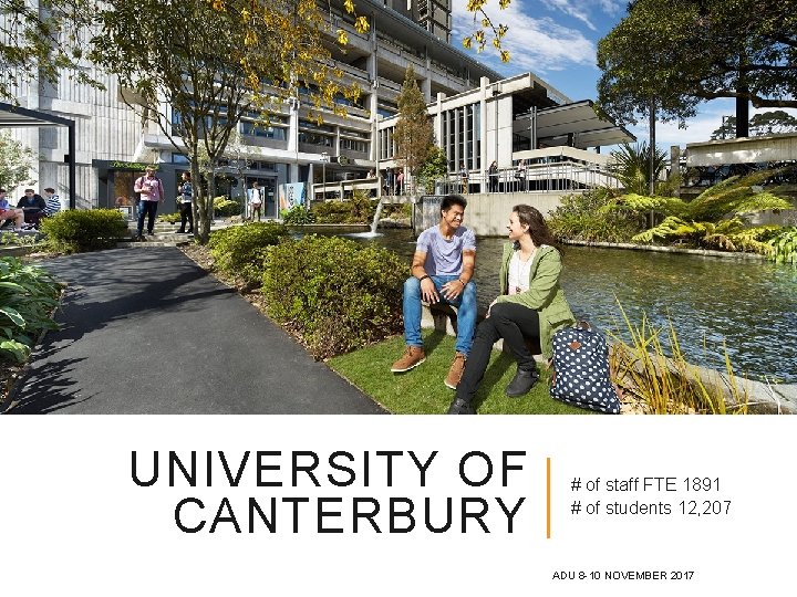 UNIVERSITY OF CANTERBURY # of staff FTE 1891 # of students 12, 207 ADU