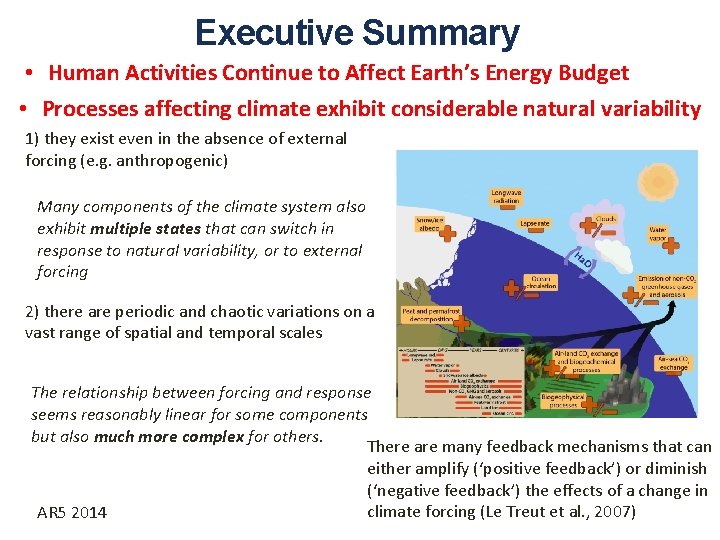 Executive Summary • Human Activities Continue to Affect Earth’s Energy Budget • Processes affecting