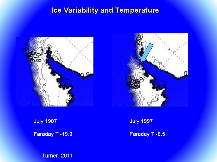 Ice Variability and Temperature July 1987 July 1997 Faraday T -19. 9 Faraday T