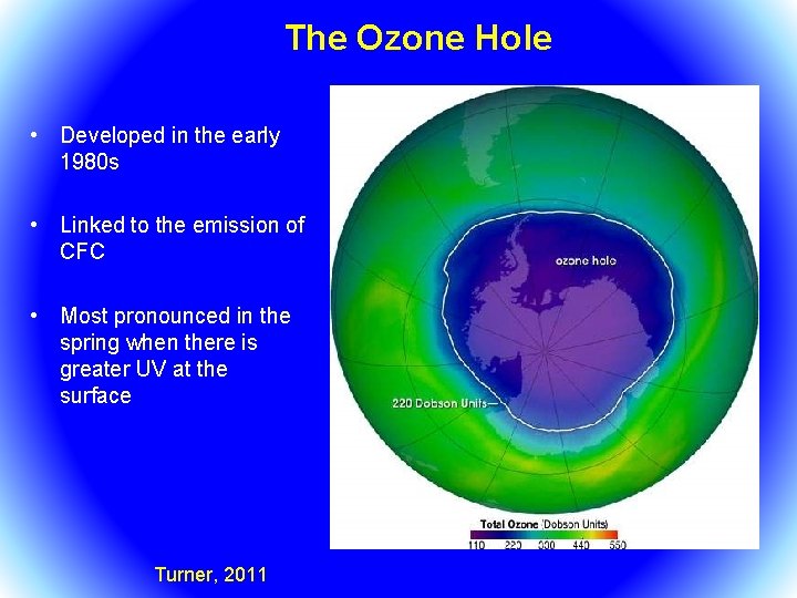 The Ozone Hole • Developed in the early 1980 s • Linked to the