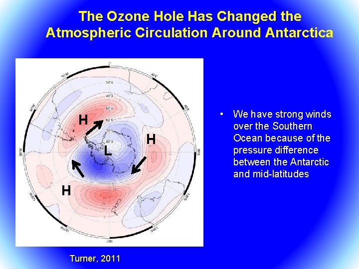 The Ozone Hole Has Changed the Atmospheric Circulation Around Antarctica H L H Turner,