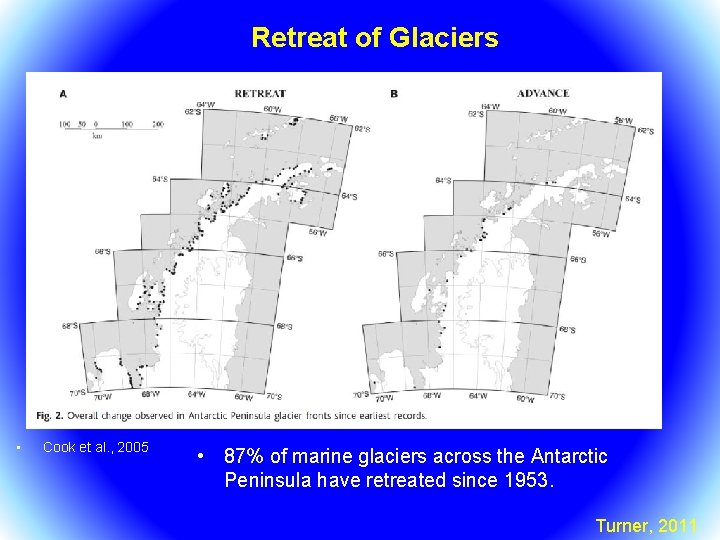 Retreat of Glaciers SRESA 1 B • Cook et al. , 2005 • 87%