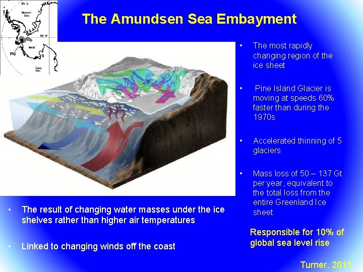 The Amundsen Sea Embayment • • The result of changing water masses under the