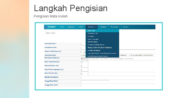 Langkah Pengisian Mata Kuliah 