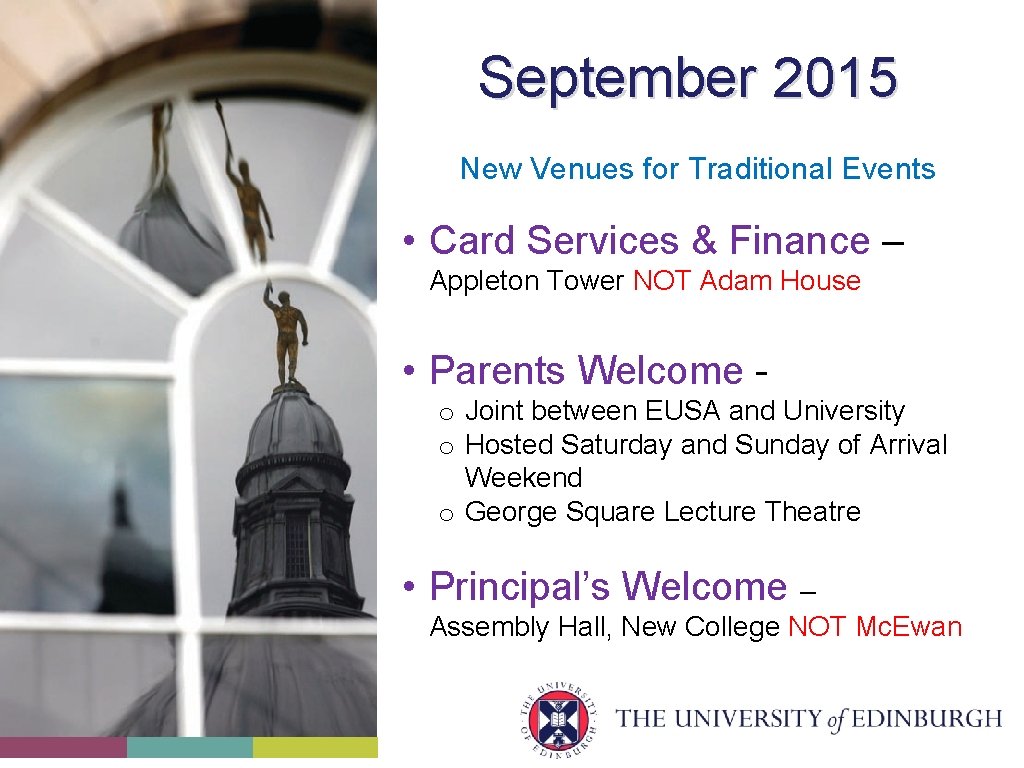 September 2015 New Venues for Traditional Events • Card Services & Finance – Appleton