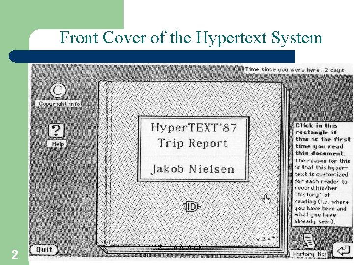 Front Cover of the Hypertext System 2 T. Sharon-A. Frank 