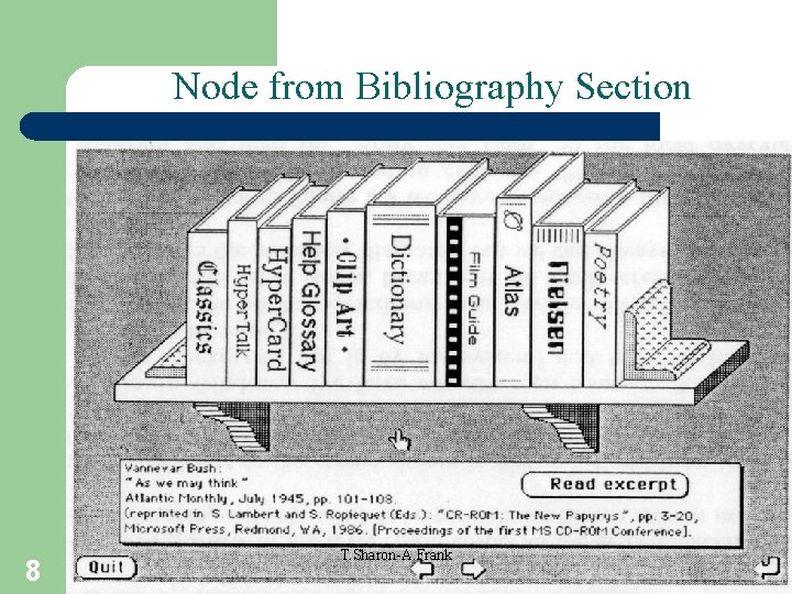 Node from Bibliography Section 8 T. Sharon-A. Frank 