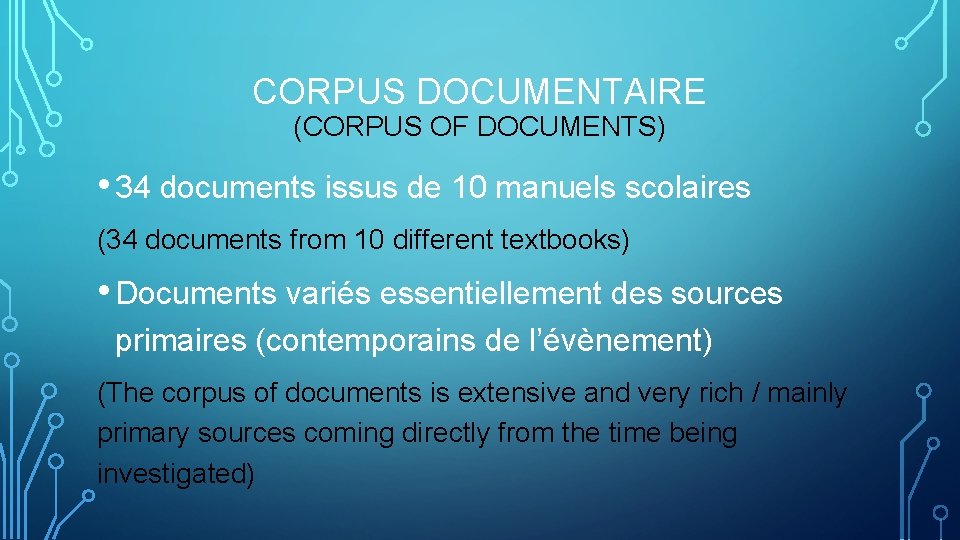 CORPUS DOCUMENTAIRE (CORPUS OF DOCUMENTS) • 34 documents issus de 10 manuels scolaires (34