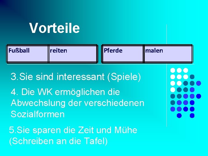 Vorteile Fußball reiten Pferde 3. Sie sind interessant (Spiele) 4. Die WK ermöglichen die