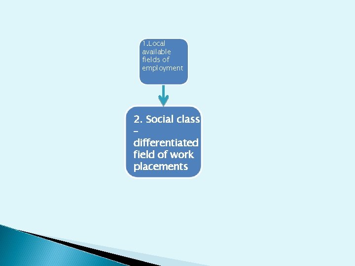 1. Local available fields of employment 2. Social class – differentiated field of work